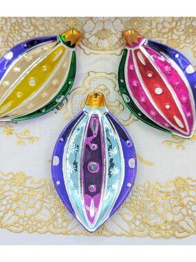 2004 Christopher Radko Trays Ornament shiny bright style Galerie choc set of 3